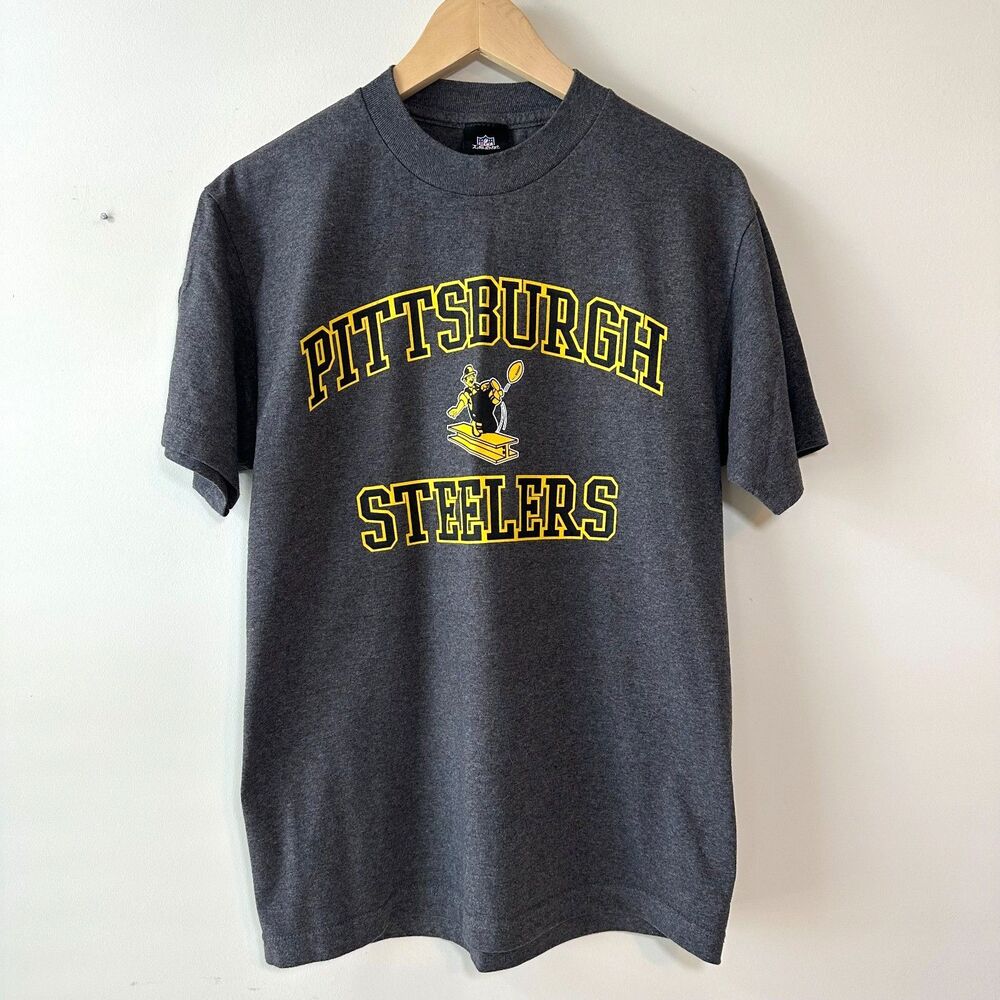 STEELERS Pittsburgh NFL Team Apparel Vintage Retro Design T-Shirt Gray Large L